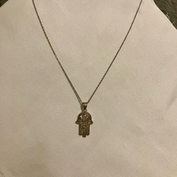 Silver Hamsa Hand Necklace - Picture 1 of 6